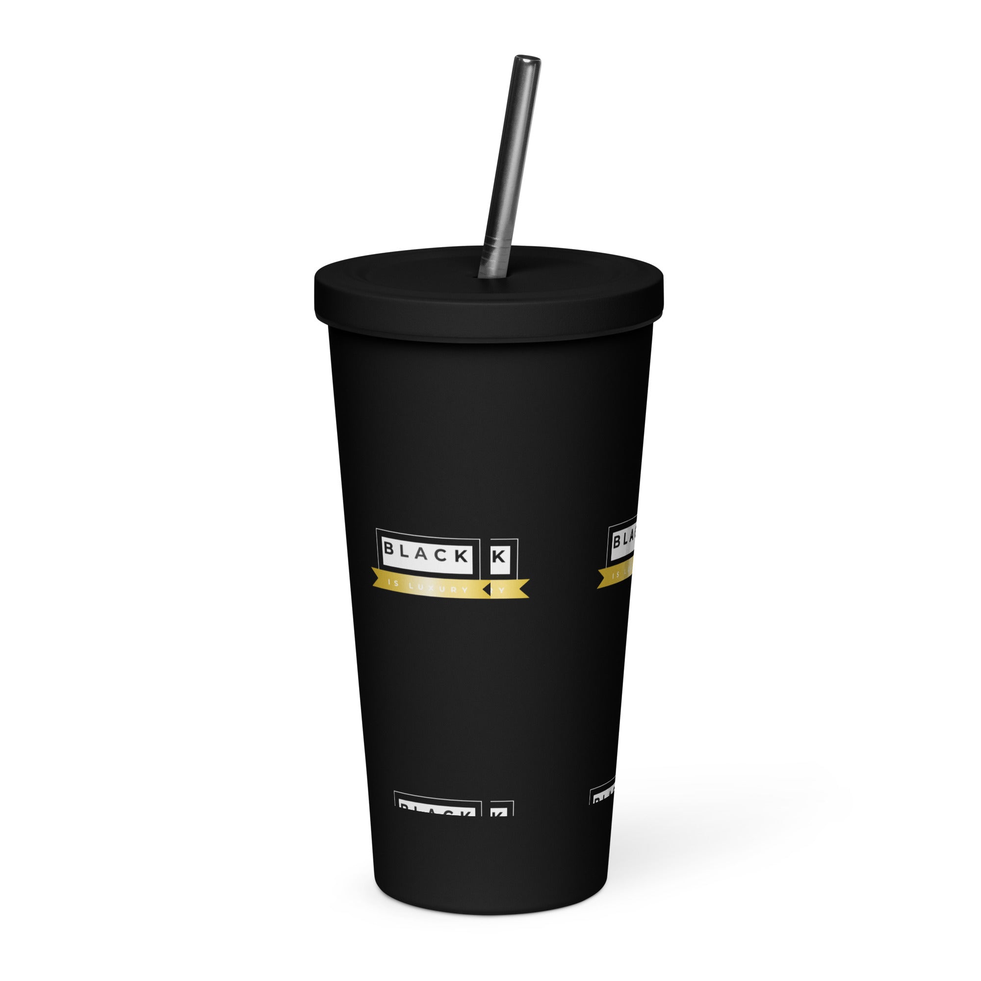 Insulated tumbler with a straw