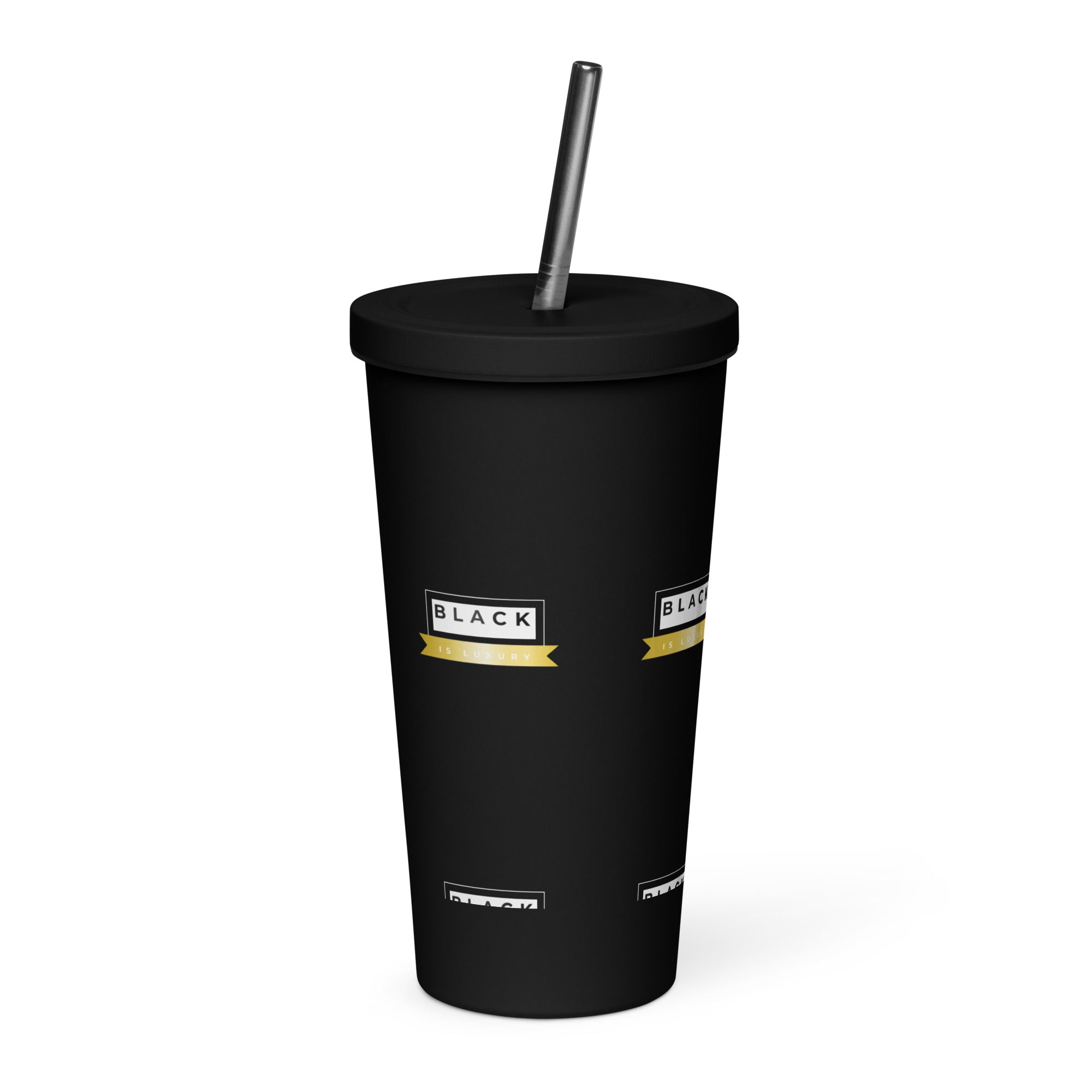 Insulated tumbler with a straw