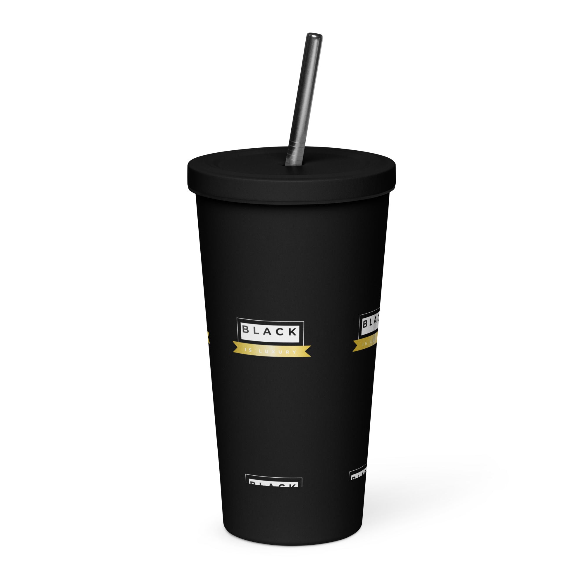 Insulated tumbler with a straw